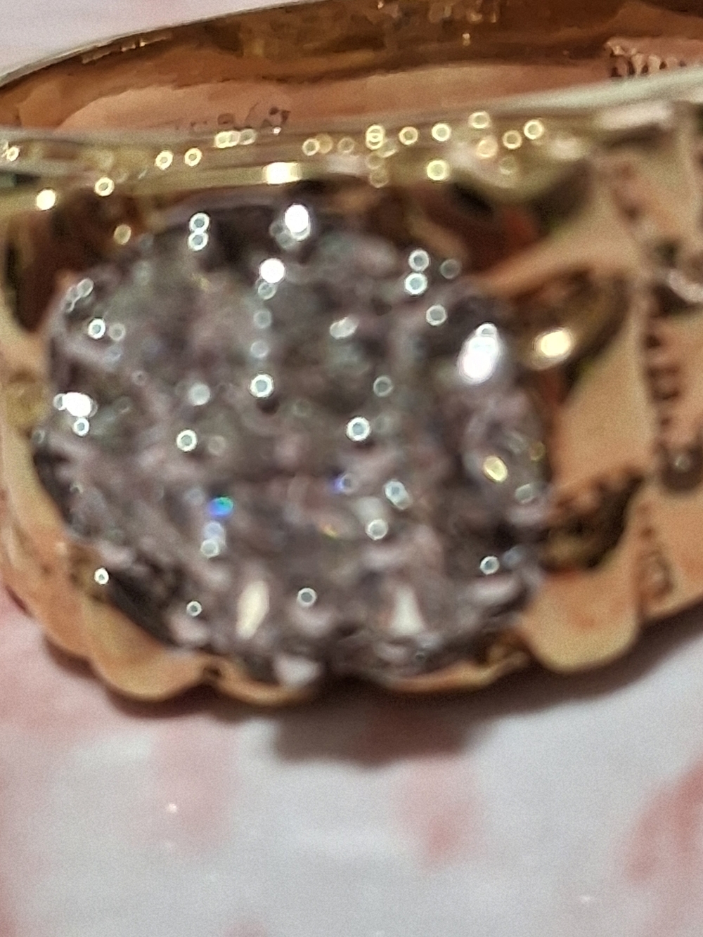 Source Unknown Gold Tone Cluster CZ Men's Ring